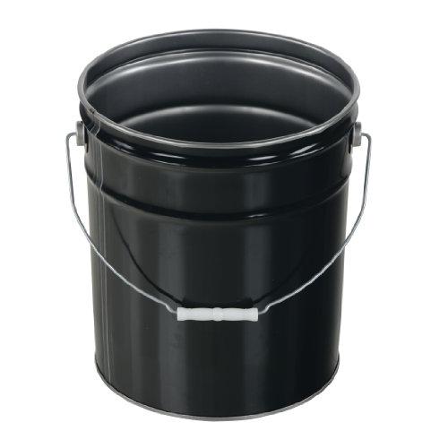 Vestil PAIL-STL-RI Steel Open Head Pail with Handle, 5 gallon Capacity, Black