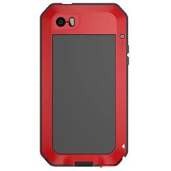 iPhone 5S SE Case, Metal Aluminum Alloy Extreme Water LIGHTDESIRE Military Bumper Heavy Duty Cover Shell - Red