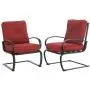 MFSTUDIO 2PCS Patio Bistro Dining Spring Motion Chairs Outdoor Furniture for Backyard, Garden with Removable Cushion Seat, Metal Frame, Burgundy MFSTUDIO 2PCS Patio Bistro Dining Spring Motion Chairs Outdoor Furniture for Backyard, Garden with Removable Cushion Seat, Metal Frame, Burgundy