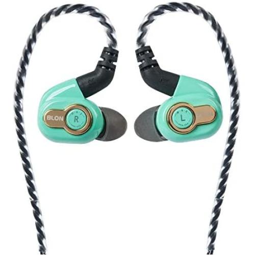BLON BL05S in Ear Earphone, HiFiHear in Ear Headphone 10mm Carbon Diaphragm Dynamic Drive Bass HiFi DJ in Ear Monitor, in Ear Headphone with Detachable Cable Wired Earphone (Green No Mic)