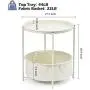 TOOLF End Table, Metal Nightstand, Sofa Side Snack Table, Coffee Round Table with Detachable Tray Top and Fabric Storage Basket, Scandi Style Table for Living Room Bedroom (Cream)