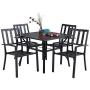 PHI VILLA 5 Piece Metal Patio Dining Set 37'' Square Patio Bistro Table and Garden Backyard Chairs - Umbrella Hole 1.57'' PHI VILLA 5 Piece Metal Patio Dining Set 37'' Square Patio Bistro Table and Garden Backyard Chairs - Umbrella Hole 1.57''