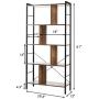 Giantex 4-Tier Bookshelf, Industrial Style Bookcase with Metal Frame, Free Standing Storage Display Shelves, Home Office Study Storage Rack Shelves with Dividers, Wood Shelving Unit (Rustic Brown)