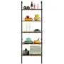 MELLCOM 5 Tier Industrial Ladder Shelf, Wood Modern Bookshelf with Metal Frame,Wall-Mounted Bookcase Plant Flower Storage Stand Organizer for Living Room, Bathroom, Kitchen,Balcony MELLCOM 5 Tier Industrial Ladder Shelf, Wood Modern Bookshelf with Metal Frame,Wall-Mounted Bookcase Plant Flower Storage Stand Organizer for Living Room, Bathroom, Kitchen,Balcony