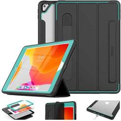 SEYMAC stock Case for iPad 8th/7th Generation 10.2 inch , Lightweight Shock-Proof Smart Cover Auto Sleep Wake with Stand [Screen Protector] for iPad 8th/7th Generation 10.2’’ 2020/2019 (Black/Green)