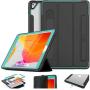 SEYMAC stock Case for iPad 8th/7th Generation 10.2 inch , Lightweight Shock-Proof Smart Cover Auto Sleep Wake with Stand [Screen Protector] for iPad 8th/7th Generation 10.2’’ 2020/2019 (Black/Green)