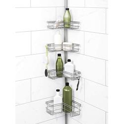 Zenna Home 2159NN Tension Pole Shower Caddy, Satin Nickel