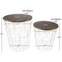 Lavish Home Convertible Round Metal Basket Veneer Wood Top Accent Side Home and Office Nesting End Tables with Storage- (Set of 2), White Lavish Home Convertible Round Metal Basket Veneer Wood Top Accent Side Home and Office Nesting End Tables with Storage- (Set of 2), White