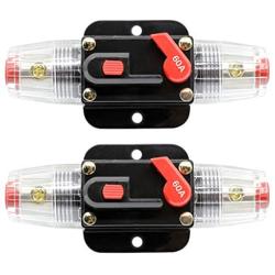 ZOOKOTO 2 Pcs 12V-24V DC Fuse Holder 20A 30A 40A 50A 60A 80A 100A 150A,Inline Circuit Breaker with reset button for Auto Car Marine Boat Stereo Switch Audio Inverter System Protection (60A)