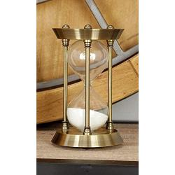 Benzara Metal/Glass Quarter Hourglass with 15 Minutes Time Interval