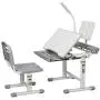 Diroan Kids Functional Desk and Chair Set, Height Adjustable Children School Study Desk with Tilt Desktop, Bookstand, LED Light, Metal Hook and Storage Drawer for Boys Girls (Gray) Diroan Kids Functional Desk and Chair Set, Height Adjustable Children School Study Desk with Tilt Desktop, Bookstand, LED Light, Metal Hook and Storage Drawer for Boys Girls (Gray)