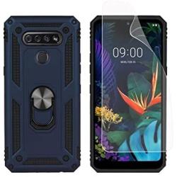 SWP for LG K51 Case,LG Reflect Case,LG Q51 Case,Dual Layer Shock-Absorption Armor Cover,Full-Body Protective Case with Metal Ring Holder Kickstand for LG K51 (Blue)