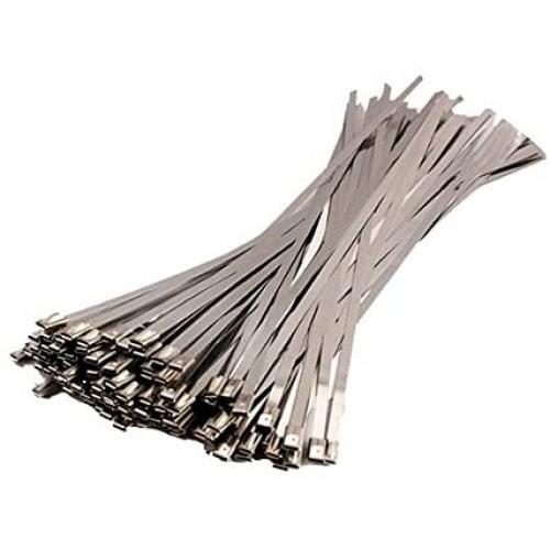 Etopars 100Pcs 11.8'' Stainless Steel Exhaust Header Wrap Self Locking Cable Zip Ties Metal Bulk Strap Cord Coated
