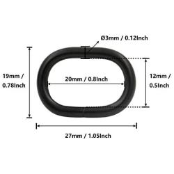 BIKICOCO 4/5 Metal Oval Ring Buckle Loops Non Welded for Leather Purse Bags Handbag Straps, Black - Pack of 20