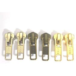 YKK #5 Lock Zipper Slider Metal Teeth Antique Mix Color Replace Part (6 Sliders)