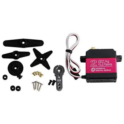 25kg Metal Gear high Torque Waterproof Digital servo DS3225 Update High Torque RC servo with 25T Servo Horn for RC Robotic Arm Model DIY Baja Car 1/10 Scale Crawler Truck 270 Degree