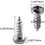 TOUHIA #2 x 1/4'' Pan Head Sheet Metal Screws, Phillips Drive, Full Thread, Stainless Steel 18-8, Bright Finish, Self-Tapping - Pack of 100