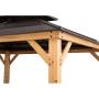 Sunjoy Chapman 11 x 13 ft. Cedar Framed Gazebo with Steel 2-Tier Hip Roof Hardtop, Brown
