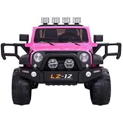 VALUE BOX Safety 12V Battery Electric Remote Control Car, Kids Toddler Ride On Cars Motorized Vehicles Toy Car, Wheels Suspension, Seat Belts, LED Lights and Realistic Horns (Pink)