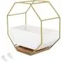 Ivolador Modern Wall Planter, Metal Wire Octagon Design Wall-Mounted Shelves with Ceramic Flower Pot, Air Plant Container Hanging Vase Desktop Succulents Planter-Golden