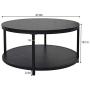 NSdirect Round Coffee Table, 36 inch Rustic Wooden Surface Top & Sturdy Metal Legs Industrial Sofa Table for Living Room Modern Design Home Furniture with Storage Open Shelf (Black)