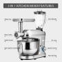 VIVOHOME 3 in 1 Electric 650W Multi-functional 6-Speed Tilt-Head Kitchen Stand Mixer Meat Grinder Juice Blender with 6 Quart Stainless Steel Bowl Silver ETL Listed
