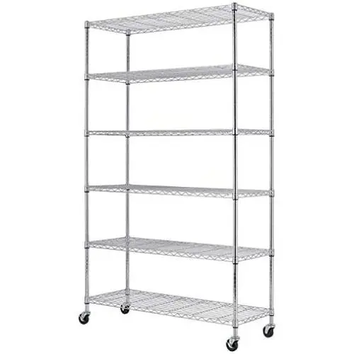 82L x48W x18H 6 Shelf Wire Shelving Unit NSF Garage Storage Shelves Large Heavy Duty Metal Shelf Organizer Height Adjustable Commercial Grade Steel Rack 2100 LBS Capacity with Wheels Chrome 82L x48W x18H 6 Shelf Wire Shelving Unit NSF Garage Storage Shelves Large Heavy Duty Metal Shelf Organizer Height Adjustable Commercial Grade Steel Rack 2100 LBS Capacity with Wheels Chrome