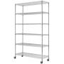 82L x48W x18H 6 Shelf Wire Shelving Unit NSF Garage Storage Shelves Large Heavy Duty Metal Shelf Organizer Height Adjustable Commercial Grade Steel Rack 2100 LBS Capacity with Wheels Chrome