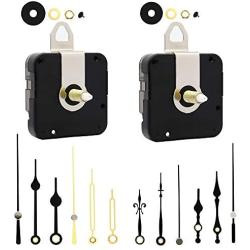 Youngtown 12888 2 Pack Clock Movement Mechanism with 4 Pairs of Short Hands Battery Silent Sweep Operated Quartz Clock Motor Kit DIY Repair Parts Replacement,Total Shaft Length is 23 mm (29/32 inch).