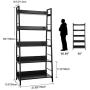 Himimi Industrial Ladder Shelf, 5-Tier Bookshelf, Storage Rack Shelves, Bathroom, Living Room, Wood Look Particle Board Furniture, Metal Frame, Classic Black