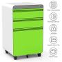 Dprodo 3 Drawers Mobile File Cabinet with Lock, Metal Filing Cabinet for Legal & Letter Size, Locking File Cabinet for Home & Office Full-Extension Drawers, Green