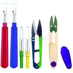 Ultima 6 Piece Colorful Seam Ripper/Nipper Set w/Carry case - 4 Stitch Rippers (2 Large & 2 Small), 1 Metal Nipper/Clipper, 1 Nipper/Clipper Plus Bonus Carry Case.