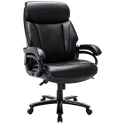 High Back Big & Tall 400lb Office Chair - Heavy Duty Metal Base, Adjustable Tilt Angle, Thick Padding and Ergonomic Design Bonded Leather Executive Desk Computer Task Swivel Chair