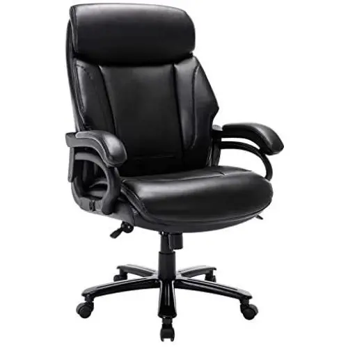 High Back Big & Tall 400lb Office Chair - Heavy Duty Metal Base, Adjustable Tilt Angle, Thick Padding and Ergonomic Design Bonded Leather Executive Desk Computer Task Swivel Chair High Back Big & Tall 400lb Office Chair - Heavy Duty Metal Base, Adjustable Tilt Angle, Thick Padding and Ergonomic Design Bonded Leather Executive Desk Computer Task Swivel Chair