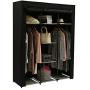 JEROAL Closet Wardrobe Portable Clothes Storage Organizer with Metal Shelves and Dustproof Non-Woven Fabric Cover,51.18X17.72X65.35 in(WxDxH) (Black)