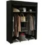 JEROAL Closet Wardrobe Portable Clothes Storage Organizer with Metal Shelves and Dustproof Non-Woven Fabric Cover,51.18X17.72X65.35 in(WxDxH) (Black)