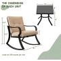 SOLAURA 3-Piece Outdoor Rocking Chairs Bistro Set, Black Steel Patio Furniture with Brown Thickened Cushion & Glass-Top Coffee Table