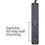 GE Pro 6 Outlet Surge Protector, 2 ft Extension Cord, Power Strip, Flat Plug, Wall Mount, Black, 45170