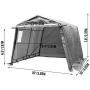 Happybuy Portable Storage Shed 10x10x7.8 ft, Portable Garage With Roll Up Door, Steel Metal Peak Roof Storage Shelter, Logic Portable Garage For Motorcycle Garden Patio Storage