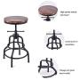 Topower American Antique Industrial Design Metal Adjustable Height Bar Stool Chair Kitchen Dining Breakfast Chair Natural Pinewood Industrial Style (Black 2pcs)