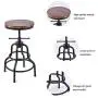 Topower American Antique Industrial Design Metal Adjustable Height Bar Stool Chair Kitchen Dining Breakfast Chair Natural Pinewood Industrial Style (Black 2pcs)