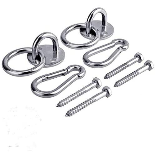 Hammock Hanging Hook Kit, Load Capacity 1400 lb, Stainless Steel Round Mount Pads, Spring Snap Hooks, Lag Screws Set for Hammock Yoga Swing Chair Punching Bag Indoor Outdoor Relaxation