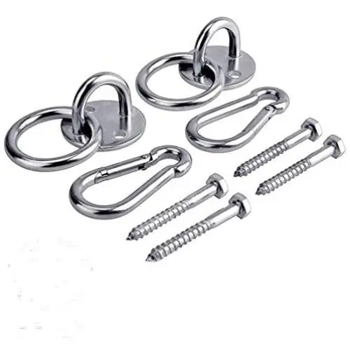Hammock Hanging Hook Kit, Load Capacity 1400 lb, Stainless Steel Round Mount Pads, Spring Snap Hooks, Lag Screws Set for Hammock Yoga Swing Chair Punching Bag Indoor Outdoor Relaxation Hammock Hanging Hook Kit, Load Capacity 1400 lb, Stainless Steel Round Mount Pads, Spring Snap Hooks, Lag Screws Set for Hammock Yoga Swing Chair Punching Bag Indoor Outdoor Relaxation