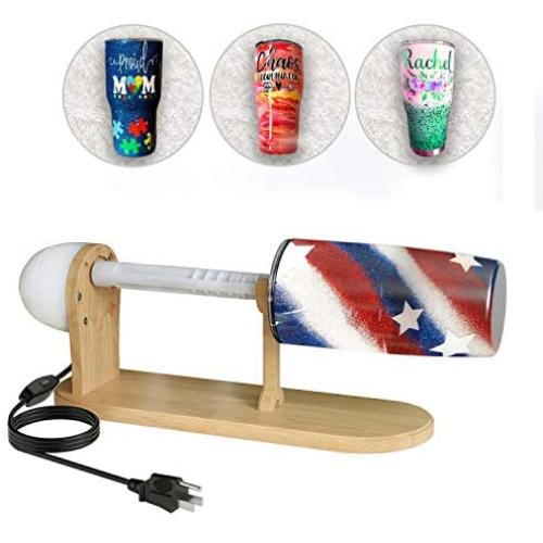 Tumbler Turner,Cup Turner for Crafts Tumbler,Wood Tumbler Spinner with Silent UL Motor for DIY Glitter Epoxy Crafts Tumblers,to 20oz-30oz Cup (Wood Cup Turner)