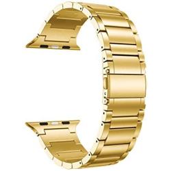 LDFAS Compatible for Apple Watch Band 40mm 38mm, Solid Stainless Steel Metal Link Bracelet Bands Replacement for iWatch Strap Compatible for Apple Watch SE Series 6/5/4/3/2/1, Gold