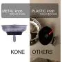 KONE 2PCS Kitchen Sink Basket Strainer Replacement for 3-1/2 Inch Standard Drains Brushed Stainless Steel Body Metal Center Knob with Rubber Stopper KONE 2PCS Kitchen Sink Basket Strainer Replacement for 3-1/2 Inch Standard Drains Brushed Stainless Steel Body Metal Center Knob with Rubber Stopper