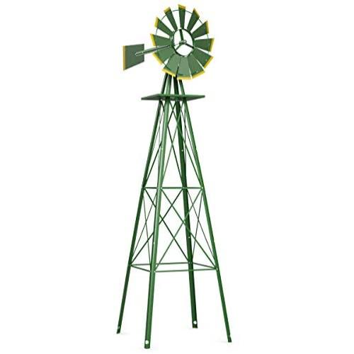 Tangkula 8FT Windmill Yard Garden Metal Ornamental Wind Mill Weather Vane Weather Resistant (Green) Tangkula 8FT Windmill Yard Garden Metal Ornamental Wind Mill Weather Vane Weather Resistant (Green)