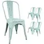 Devoko Metal Indoor-Outdoor Chairs Distressed Style Kitchen Dining Chairs Stackable Side Chairs with Back Set of 4 (Blue) Devoko Metal Indoor-Outdoor Chairs Distressed Style Kitchen Dining Chairs Stackable Side Chairs with Back Set of 4 (Blue)