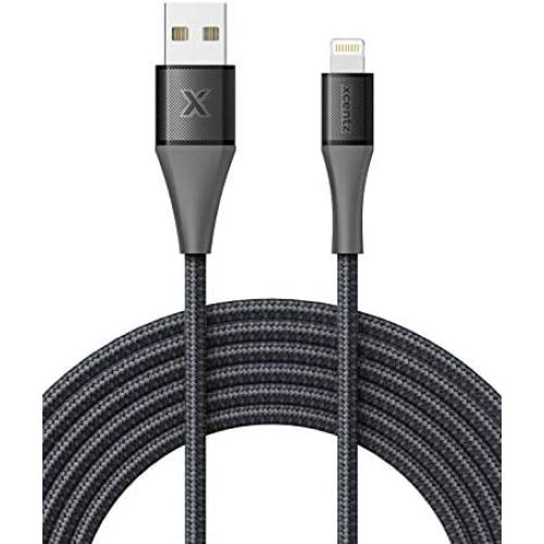 Xcentz Lightning Cable 3ft, MFi Certified iPhone Charger, Braided Nylon Fast Charging iPhone Cable with Premium Metal Connector for iPhone 11/11 Pro/X/XS/XR/XS Max/8, iPad Mini/Air, Black
