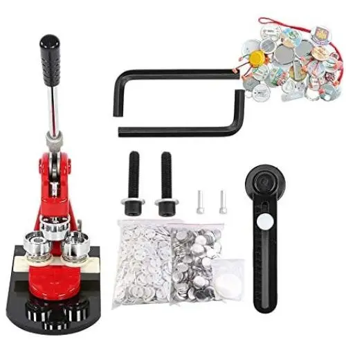 Button Badge Maker, 25mm / 32mm / 58mm Badge Punch Press Maker Machine with 1000 Circle Button Parts School DIY Button Badge Maker (32mm) Button Badge Maker, 25mm / 32mm / 58mm Badge Punch Press Maker Machine with 1000 Circle Button Parts School DIY Button Badge Maker (32mm)